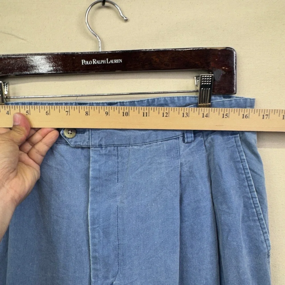 John Martin Pleated Cotton Pants 35x32 Blue Vintage Grandpa Core Casual Chinos